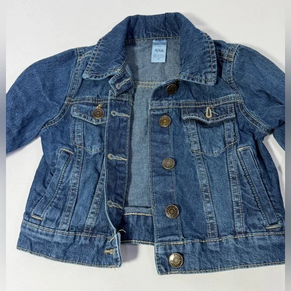 Carter’s Kids Denim Jacket Size 4 Girls Boys Blue Jean Button Front Cotton - Picture 10 of 13